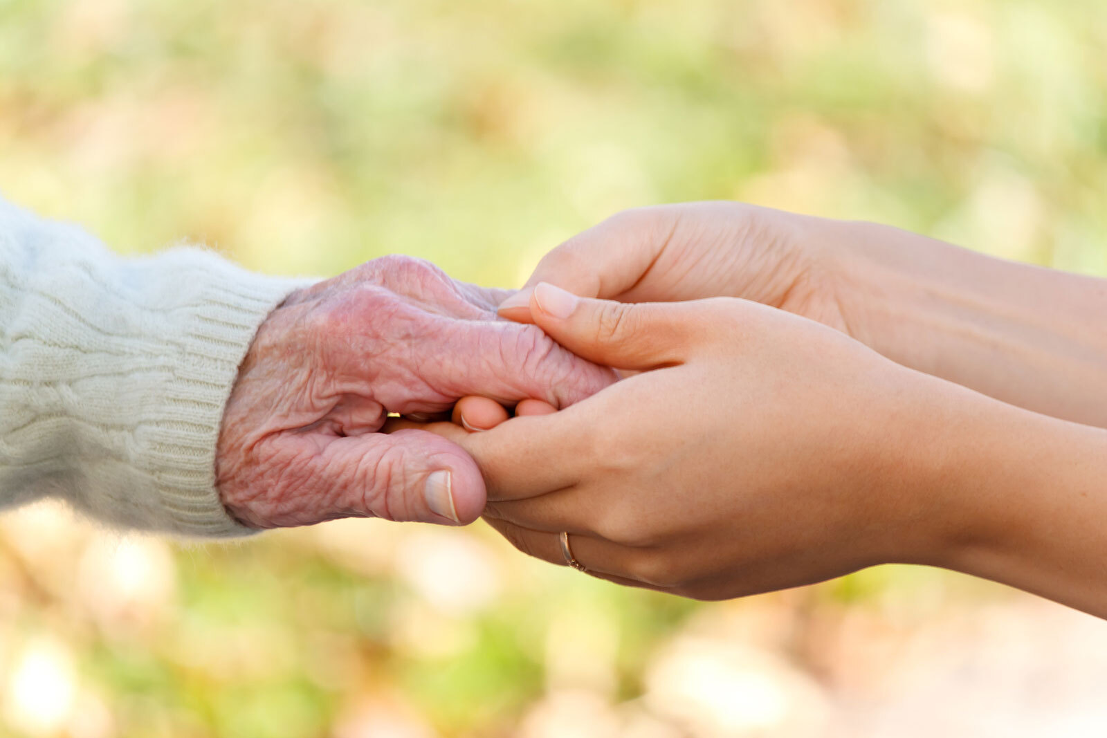 a close up of two women holding hands